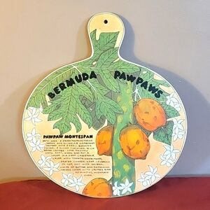 Chopping Cutting Board Bermuda Pawpaws Melamine Vintage Wall Art Hanging